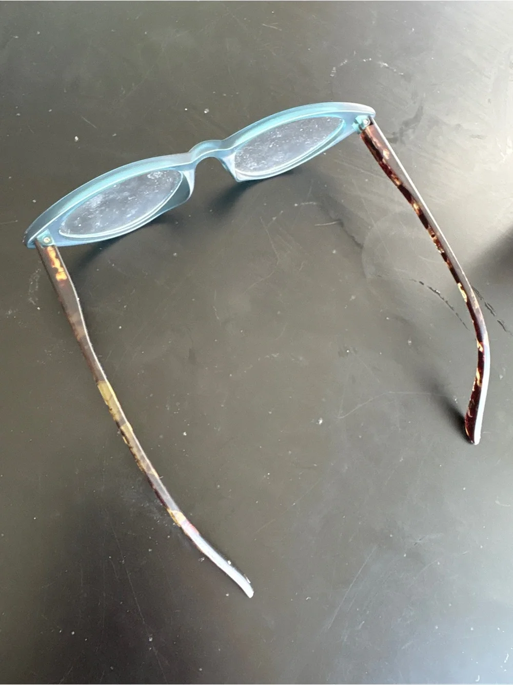 Retro Cat Eye Readers +1.50 Blue Frosted Frame Tortoise Arms Spring Hinges